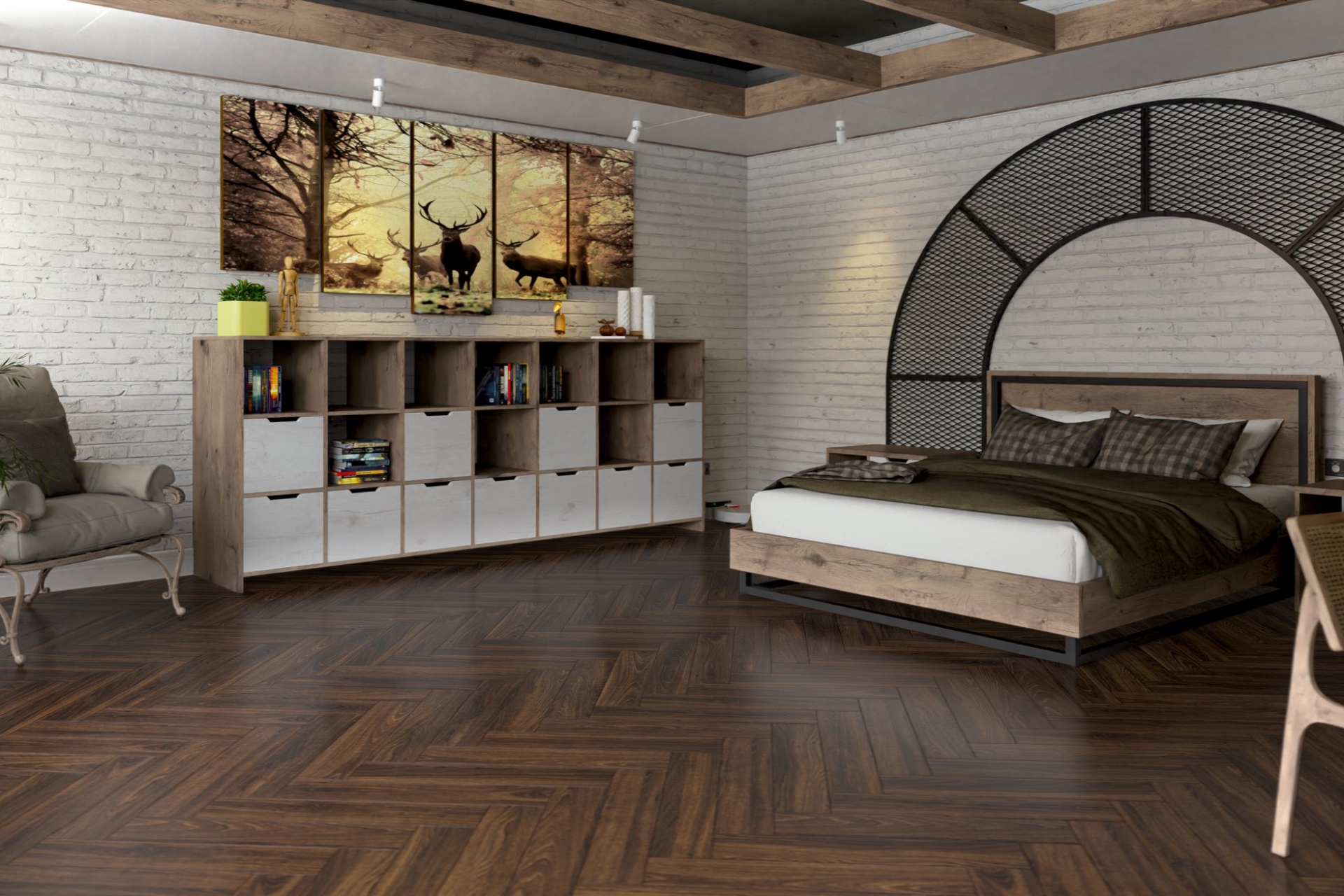 Инженерный паркет «Damy Floor» Каштановый (укладка елочкой) — купить в Перми