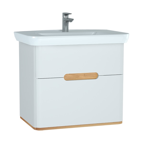 Шкаф Sento 80 с раковиной, с 2 ящиками, с LED подсветкой, цвет матовый белый (ножки 61069 отдельно) 60824