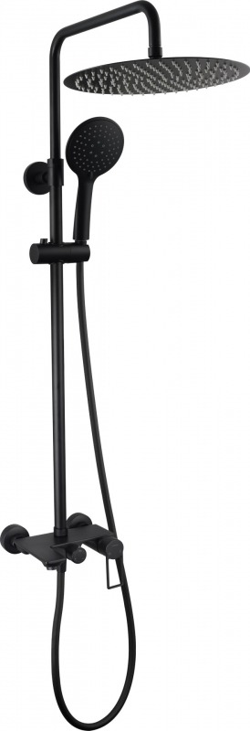 Комплект Kub для ванны, смеситель с душевой колонной, тропический/ручной душ, матовый черный 54-310-ner