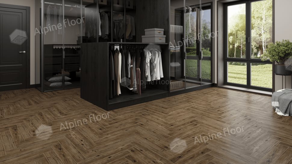 Ламинат "Alpine Floor" Herringbone 12 PRO Дуб Бордо (606*101*12 мм) — купить в Перми